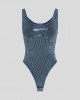 Karl Lagerfeld Ribbed Acid-Washed Body Blue Indigo Μπλούζα