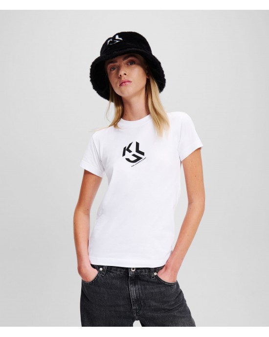 Karl Lagerfeld Monogram T-shirt Slim Fit White Μπλούζα