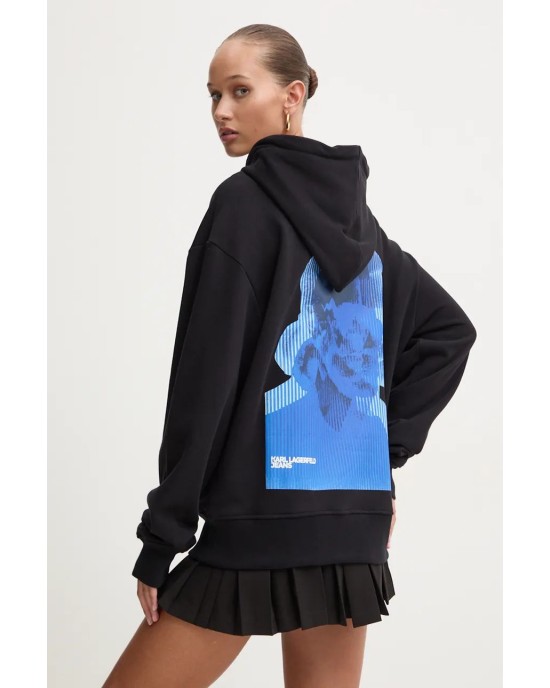 Karl Lagerfeld Relaxed Karl Print Hoodie Black Φούτερ