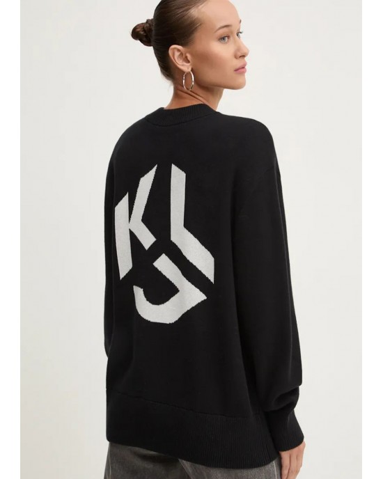 Karl Lagerfeld Regular Monogram Crew Black Πουλόβερ