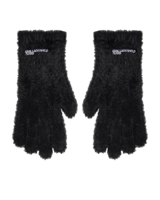 Karl Lagerfeld Furry Logo Black Γάντια