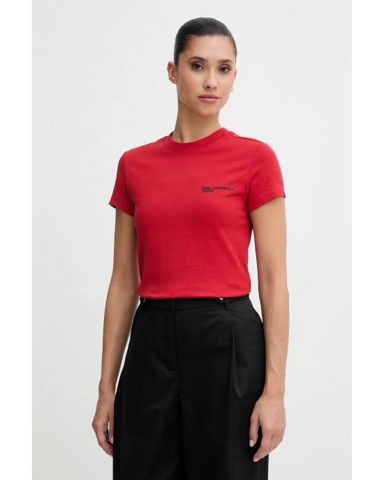 Karl Lagerfeld Slim Fit Pompeian Red Κοντομάνικη Μπλούζα