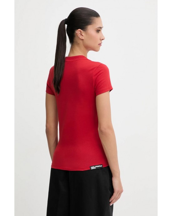Karl Lagerfeld Slim Fit Pompeian Red Κοντομάνικη Μπλούζα