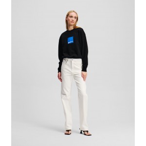 Karl Lagerfeld High Rise Straight White Τζιν Παντελόνι