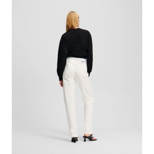 Karl Lagerfeld High Rise Straight White Τζιν Παντελόνι