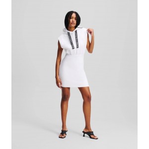 Karl Lagerfeld Sleeveless Hoodie White Φόρεμα