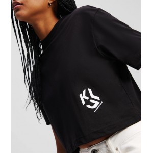 Karl Lagerfeld Monogram Cropped T-shirt Black Μπλούζα