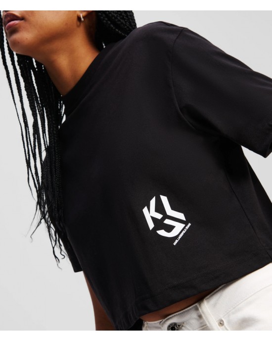 Karl Lagerfeld Monogram Cropped T-shirt Black Μπλούζα