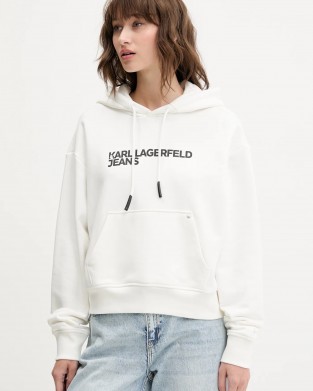 Karl Lagerfeld Jeans Logo Hoodie White Φούτερ