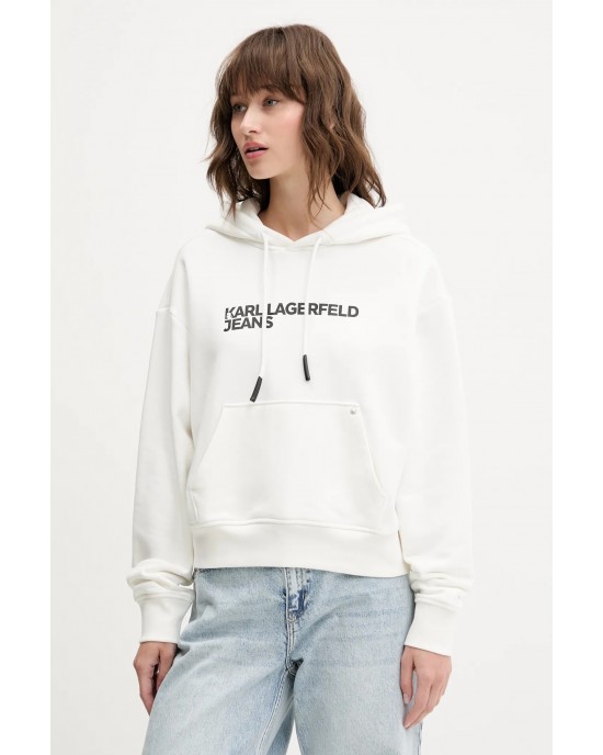 Karl Lagerfeld Jeans Logo Hoodie White Φούτερ