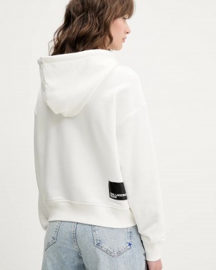 Karl Lagerfeld Jeans Logo Hoodie White Φούτερ
