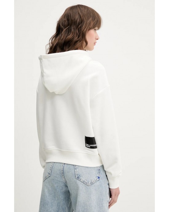 Karl Lagerfeld Jeans Logo Hoodie White Φούτερ