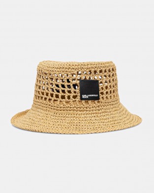 Karl Lagerfeld Box Logo Woven Bucket Natural Καπέλο