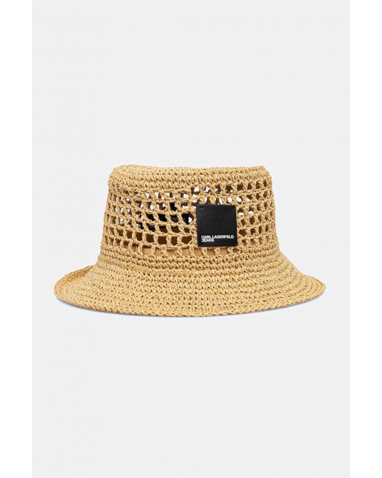 Karl Lagerfeld Box Logo Woven Bucket Natural Καπέλο
