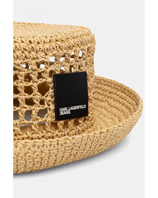 Karl Lagerfeld Box Logo Woven Bucket Natural Καπέλο