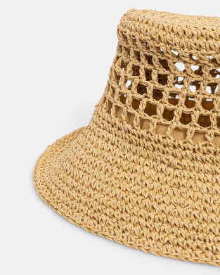 Karl Lagerfeld Box Logo Woven Bucket Natural Καπέλο