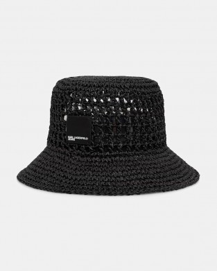 Karl Lagerfeld Box Logo Woven Bucket Black Καπέλο