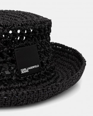 Karl Lagerfeld Box Logo Woven Bucket Black Καπέλο