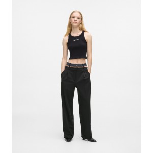 Karl Lagerfeld Double Waistband Washed Black/Black Παντελόνι