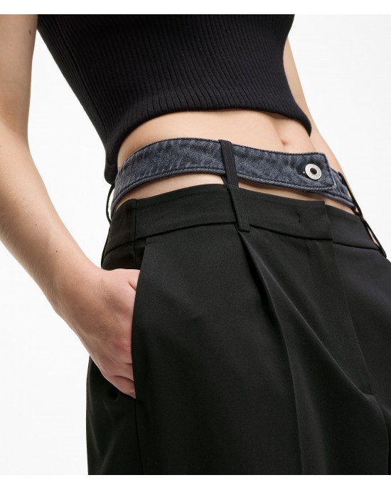 Karl Lagerfeld Double Waistband Washed Black/Black Παντελόνι