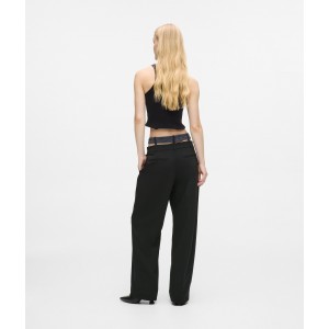 Karl Lagerfeld Double Waistband Washed Black/Black Παντελόνι