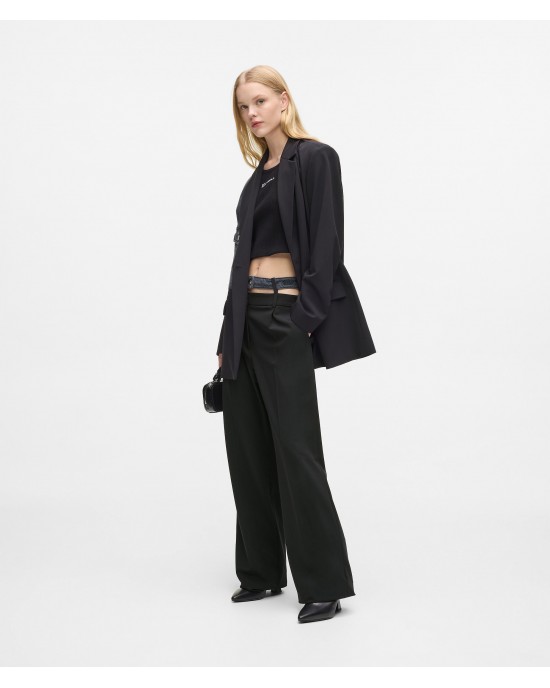 Karl Lagerfeld Double Waistband Washed Black/Black Παντελόνι