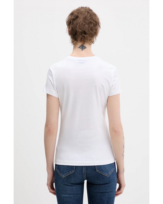 Karl Lagerfeld Reflection White Slim Fit Κοντομάνικη Μπλούζα