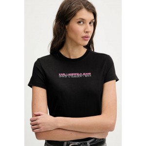 Karl Lagerfeld Reflection Black Slim Fit Κοντομάνικη Μπλούζα