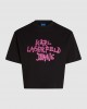 Karl Lagerfeld Cropped Graffiti Black Κοντομάνικη Μπλούζα
