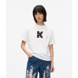 Karl Lagerfeld Artwork White Κοντομάνικη Μπλούζα