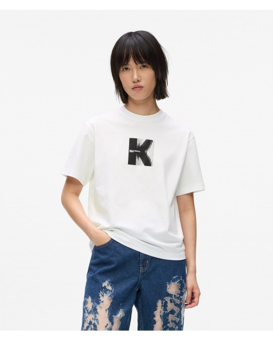 Karl Lagerfeld Artwork White Κοντομάνικη Μπλούζα