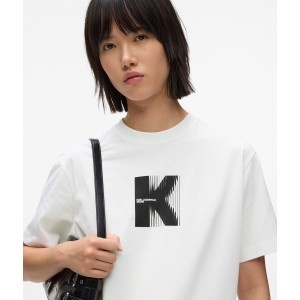 Karl Lagerfeld Artwork White Κοντομάνικη Μπλούζα