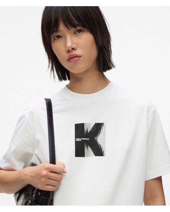 Karl Lagerfeld Artwork White Κοντομάνικη Μπλούζα