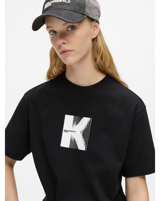 Karl Lagerfeld Artwork Black Κοντομάνικη Μπλούζα