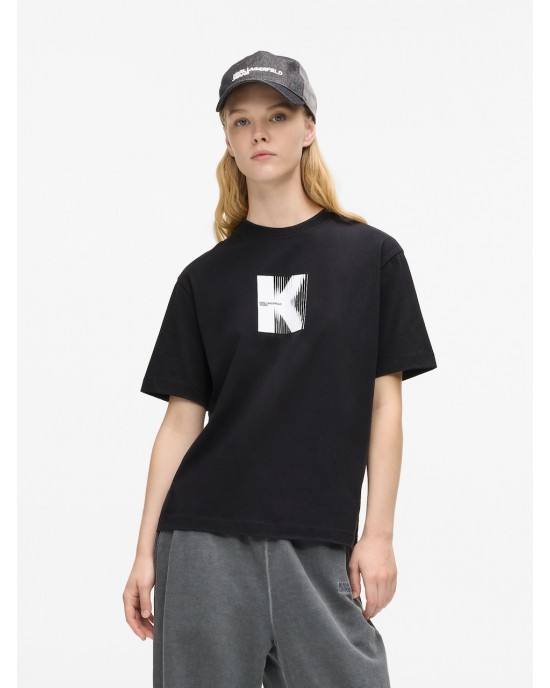 Karl Lagerfeld Artwork Black Κοντομάνικη Μπλούζα