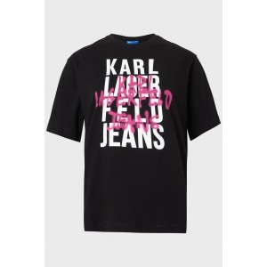 Karl Lagerfeld Graffiti Logo Black Κοντομάνικη Μπλούζα