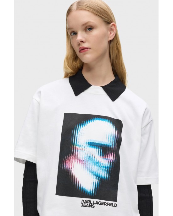 Karl Lagerfeld Digitized Karl White Κοντομάνικη Μπλούζα