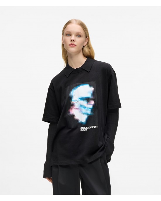 Karl Lagerfeld Digitized Karl Black Κοντομάνικη Μπλούζα