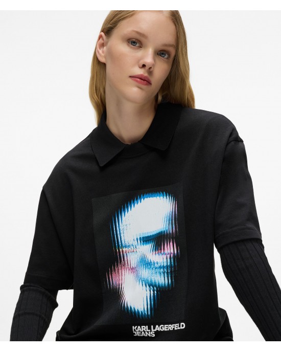 Karl Lagerfeld Digitized Karl Black Κοντομάνικη Μπλούζα