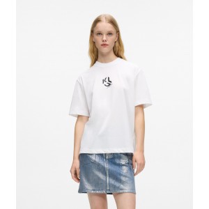 Karl Lagerfeld Regular Fit Monogram White Κοντομάνικη Μπλούζα