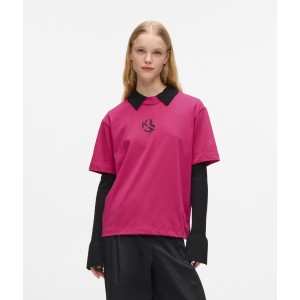 Karl Lagerfeld Regular Fit Monogram Very Berry Κοντομάνικη Μπλούζα