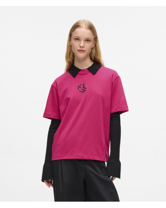 Karl Lagerfeld Regular Fit Monogram Very Berry Κοντομάνικη Μπλούζα