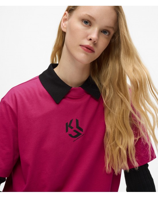 Karl Lagerfeld Regular Fit Monogram Very Berry Κοντομάνικη Μπλούζα