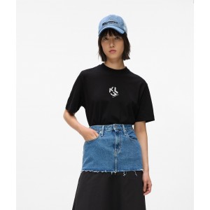 Karl Lagerfeld Regular Fit Monogram Black Κοντομάνικη Μπλούζα