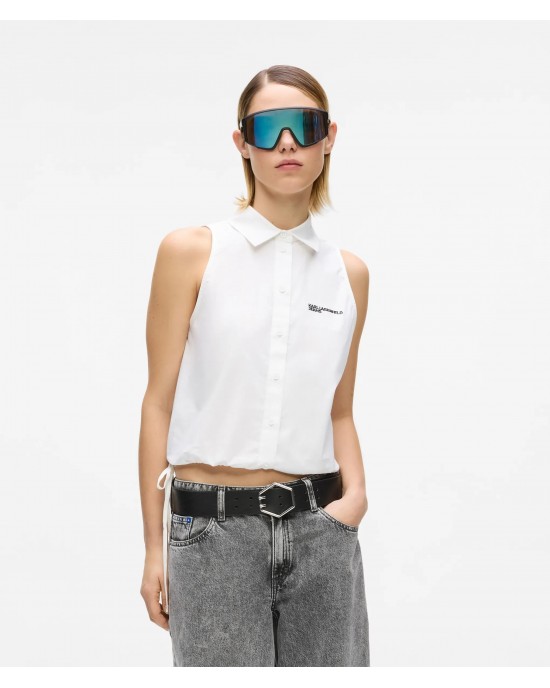 Karl Lagerfeld Sleeveless White Πουκάμισο