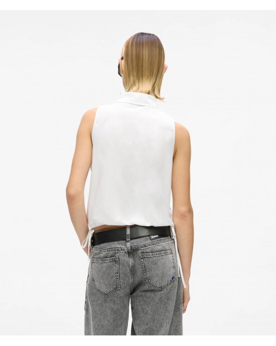 Karl Lagerfeld Sleeveless White Πουκάμισο