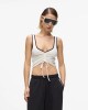 Karl Lagerfeld V-neck Ruched Tank Top White Μπλούζα