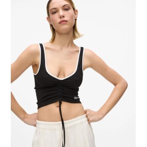 Karl Lagerfeld V-neck Ruched Tank Top Black Μπλούζα