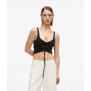 Karl Lagerfeld V-neck Ruched Tank Top Black Μπλούζα