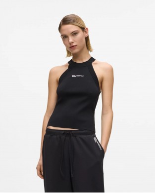 Karl Lagerfeld Knitted Racer Tank Top Black Μπλούζα